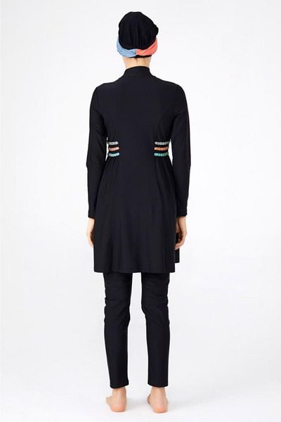 Adasea Дамски черен бански костюм с дизайн от ликра Modest