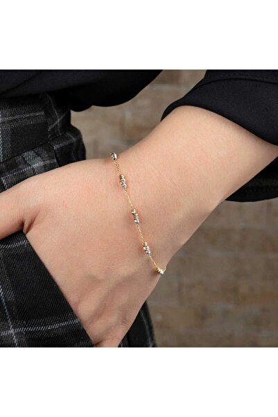 BİLEZİKHANE Kadın Altın Dorika Toplu Bileklik Tek Sıralı