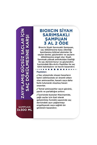 Bioxcin Siyah Sarımsaklı Şampuan