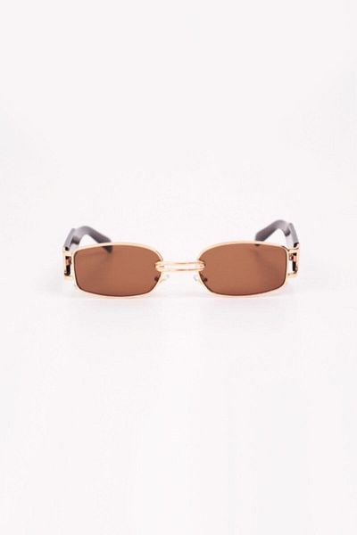 Makro Optik Women's Brown Rectangular Gold Framed Vintage Sun