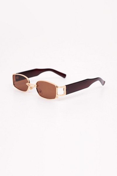 Makro Optik Women's Brown Rectangular Gold Framed Vintage Sun