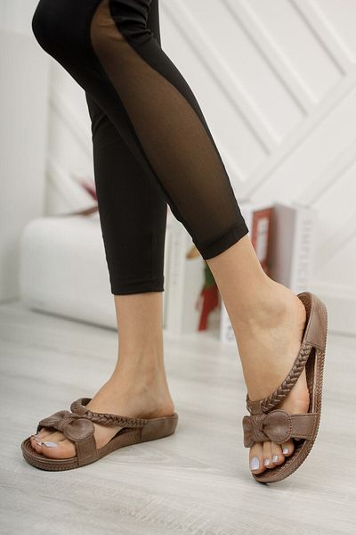 KAŞGAR Women's Brown Non-Slip Sole Bathroom Balcony Beach Street Slippers