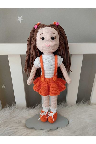 Jaju Baby Long Haired Orange Girl Amigurumi Toy 40 cm