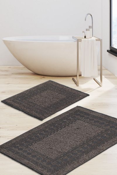 ALANUR Σετ Τουαλέτας 2 τεμαχίων Μπάνιου Υφαντό Venice Chenille Antique Γκρι