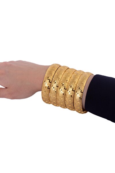 Yıldız Gold İmitasyon 22 Ayar Altın Kaplama Desenli 1.5 Cm Bilezik