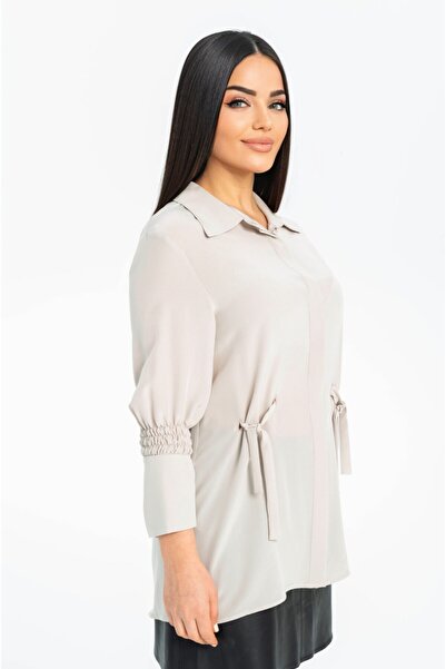 LAVİNİST %100 Ipek Açık Gri Gömlek