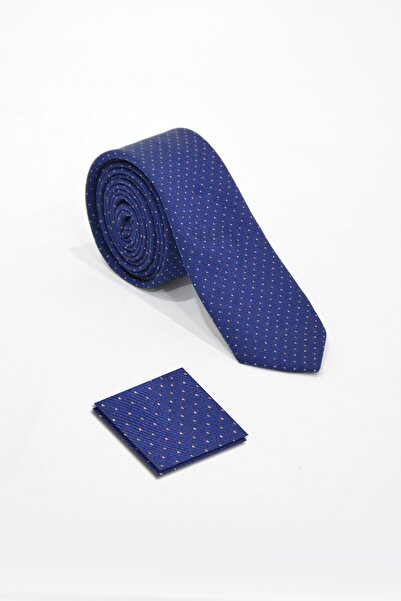 VEAVEN Erkek Yatay Nokta Desenli Kravat Ve Mendil Seti Vavn008-0000005-1 Koyu...