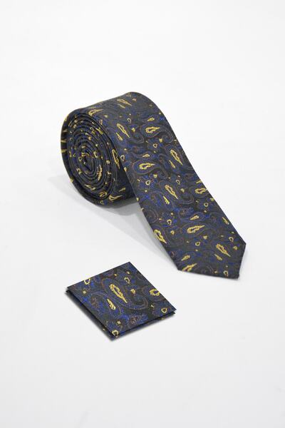 VEAVEN Erkek Desenli Kravat Ve Mendil Seti Vavn008-0000001-1 Füme