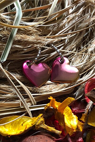 Leerybee Neon Fuchsia Yellow Mixed Color Antiallergic Heart Earrings