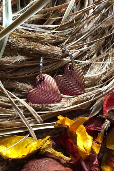 Leerybee نيون فوشيا أصفر مختلط اللون أقراط القلب مضاد الأرجية