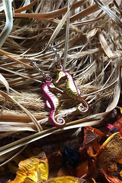 Leerybee Neon Fuchsia Yellow Mixed Color Antiallergic Sea Horse Earrings