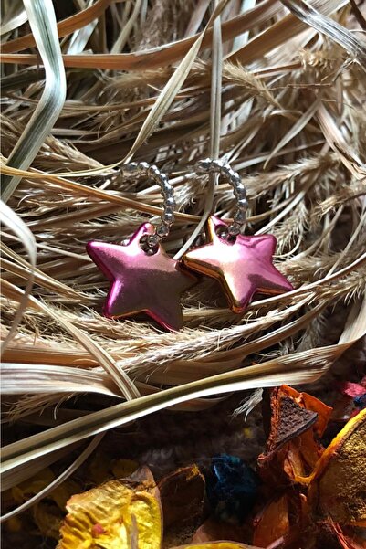 Leerybee Neon Fuchsia Yellow Mixed Color Antiallergic Star Earrings