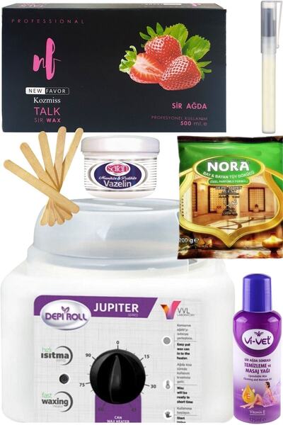 Depiroll 800ml Ağda Isıtıcı Makine + New Favor Pudralı Kalıp Ağda 500ml+ Nora...