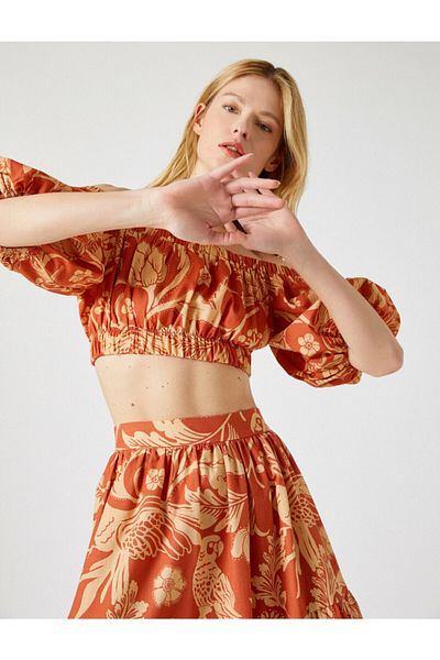 Koton Bluză de damă roșie cu modele fără umeri