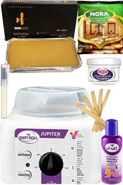 Depiroll 800ml Ağda Isıtıcı Makine + New Favor Naturel Kalıp Ağda 500ml+ Nora...