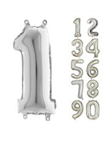 parti sürprizi بالون فويل مقاس 80 سم رقم 1 لون فضي