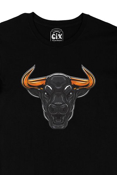 Cix Μπλουζάκι Unisex Μαύρο Angry Bull με στάμπα