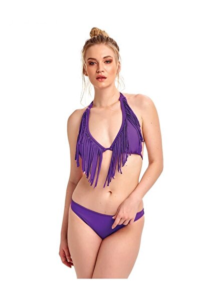 Argento Kadın Mor Püsküllü Üçgen Bikini
