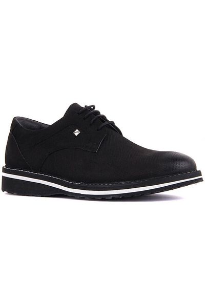 Fosco 8071 Lace-Up Genuine Leather Men's Casual Shoes 983 Black Nubuck