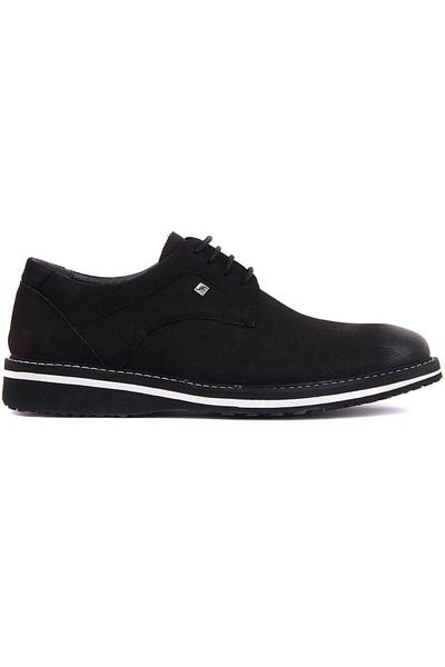 Fosco 8071 Lace-Up Genuine Leather Men's Casual Shoes 983 Black Nubuck