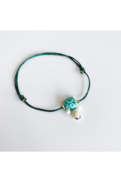 CHARMLUCKY Murano Green Turtle Bracelet