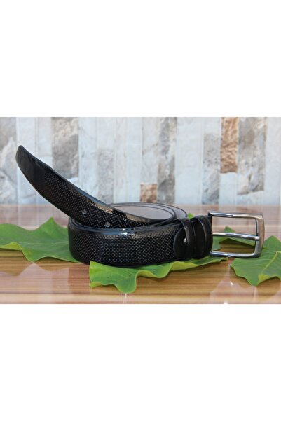 ZEKTON Μαύρη ανδρική ζώνη από λουστρίνι από συνθετικό δέρμα - πλάτους 3,5 εκ....