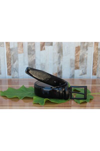 ZEKTON Μαύρη ανδρική ζώνη από λουστρίνι από συνθετικό δέρμα - πλάτους 3,5 εκ....