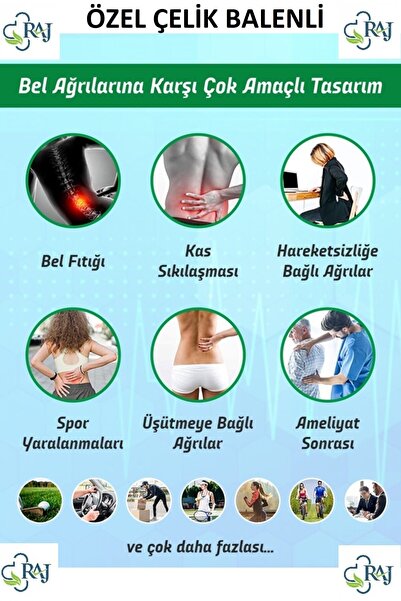 RAJ Beden Ayarlanabilir Standart Beden Bel Fıtığı Korsesi Lumbosakral Korse 26 Cm