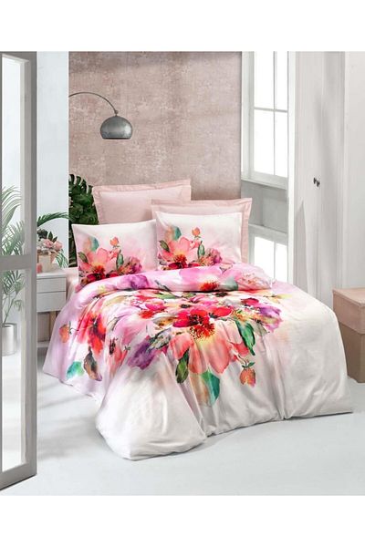Menderes Home Σετ Παπλωματοθήκη Lanotte Satin Μονό - Ψηφιακή Εκτύπωση Λουλούδι