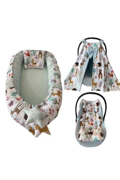 Jaju Baby Nest Sevimli Orman Tasarım Jaju-babynest Ve Puset Örtüsü 5'li Set