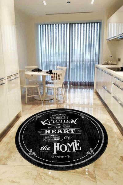 NeluxHome Kaymaz Tabanlı Makinede Yıkanabilir Dekoratif Retro Kitchen Yuvarla...