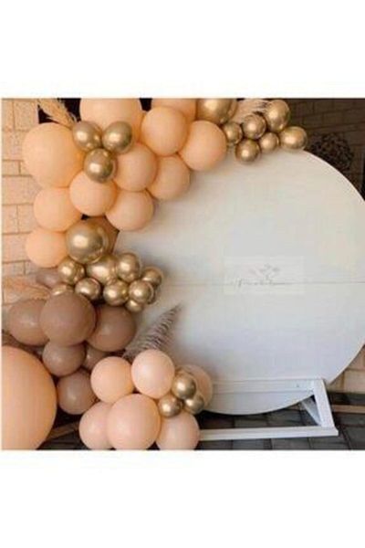 MERİ PARTİ Chrome Gold Caramel Brown Salmon Color Balloon Chain