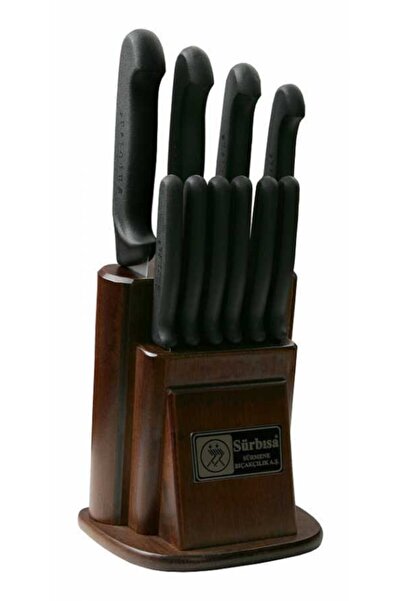 Sürbisa Sürbısa 61501-e Mutfak Bıçak Seti 10'lu Eskitme Ahşap Standlı