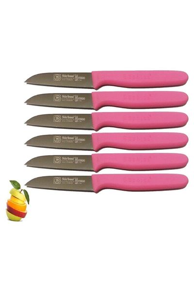 Sürbisa Sürmene 61007 Fruit Knife Set of 6 (Mouth Size: 7.0) Pink