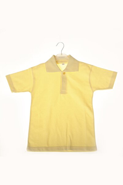 ÇÖLBAY Children's Light Yellow Polo Neck Short Sleeve Solid Color T-shirt