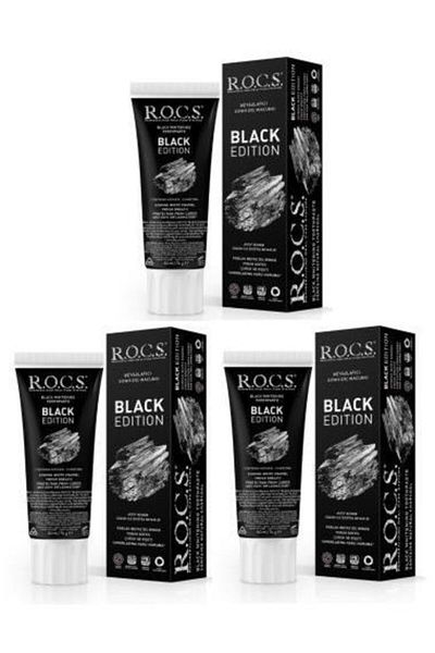 R.O.C.S. معجون أسنان مبيض بالفحم من روكس بلاك إديشن × 3 قطع