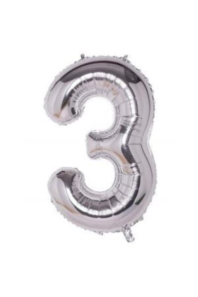 parti sürprizi بالون فويل عدد 3 لون فضي 100 سم