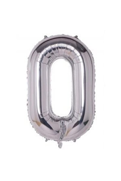 parti sürprizi بالون فويل رقم 0 لون فضي 100 سم