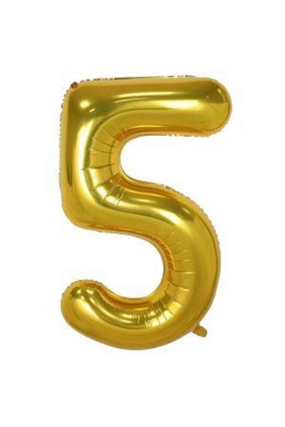 parti sürprizi Foil Balloon 5 Number Gold Color 100 Cm
