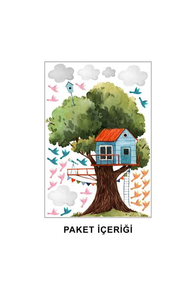 Tilki Dünyası Tree House And Birds Kids Room Wall Sticker