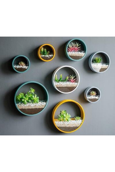 EfinDekor Dekoratif Duvar Saksısı 3'lü Set 10cm 20cm 30 Cm