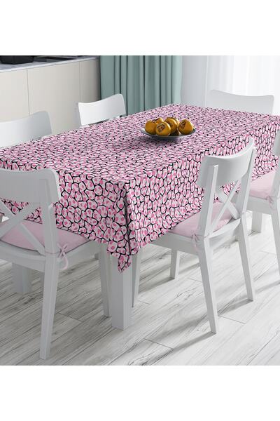 Realhomes Ružičasti stolnjak sa digitalnim štampanim polka dot uzorkom na crn...