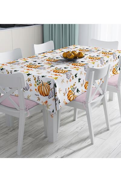 Realhomes Față de masă imprimată digital cu model de dovleac pe fundal alb