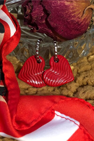 Leerybee Neon Red Antiallergic Heart Earrings