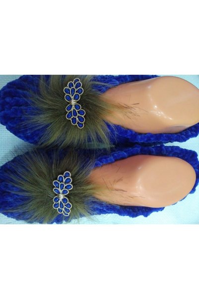 Kevser nur tuhafiye Women's Navy Blue Hand Knitted Booties