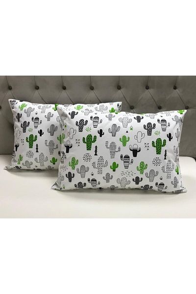 Çeyiz Bahçesi Μαξιλαροθήκη Green Cactus 2 τεμαχίων 50&70