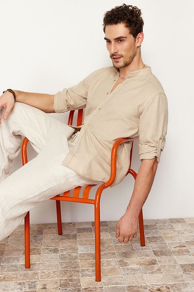 Trendyol Collection Hemd mit Richterkragen und Slim Fit in Steinoptik – Bequem TMNSS24GO00031