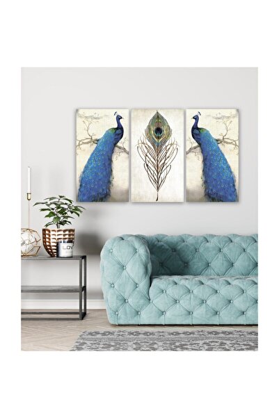 Pi Dekorasyon Hediyelik,dekoratif- Tavuskuşu 3 Parça Mdf Tablo 5