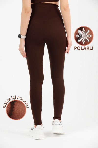 missmaral Σκούρο καφέ ψηλόμεσο κολάν φλις - Curve High Waist Fleece Winter 1024