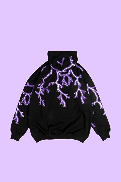 Sekizbiraltı Yıldırım V2 з принтом, унісекс, оверсайз, чорна худі